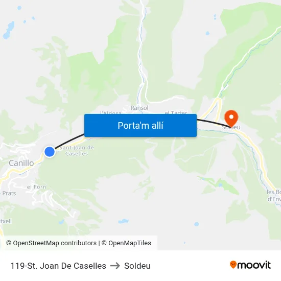 119-St. Joan De Caselles to Soldeu map
