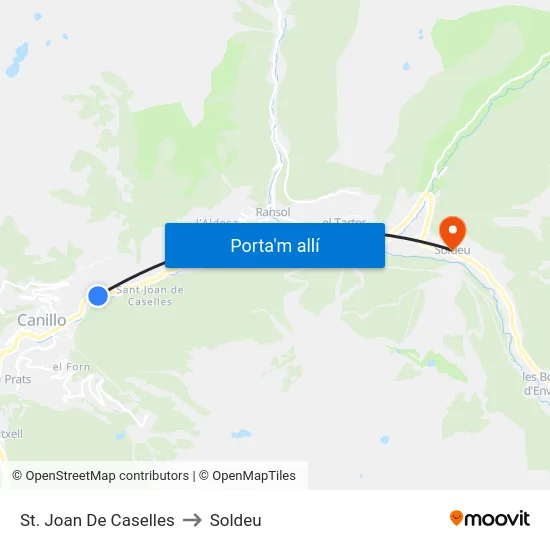 120-St. Joan De Caselles to Soldeu map