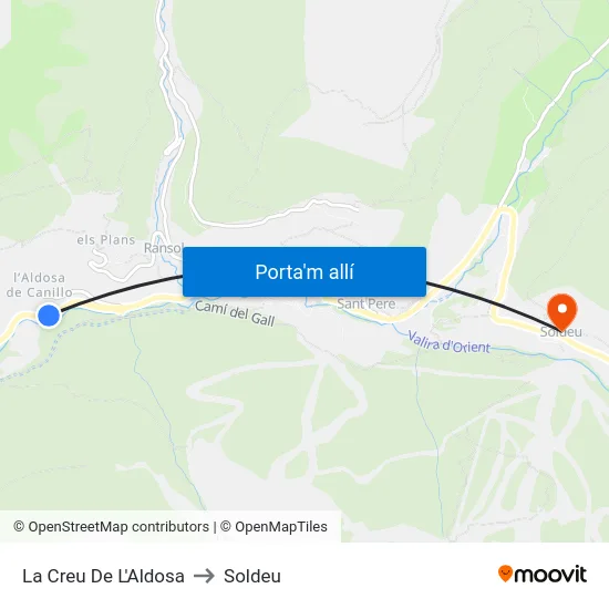 132-La Creu De L'Aldosa to Soldeu map