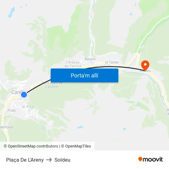 114-Plaça De L'Areny to Soldeu map