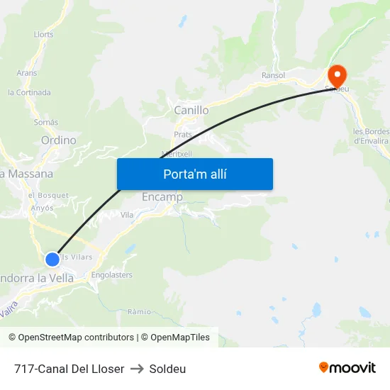 717-Canal Del Lloser to Soldeu map