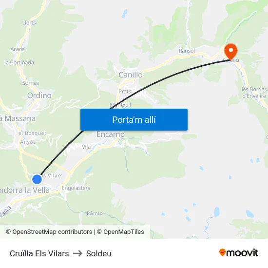 715-Cruïlla Els Vilars to Soldeu map