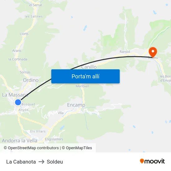 407-La Cabanota to Soldeu map