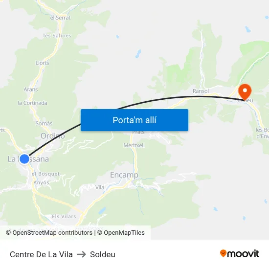 Centre De La Vila to Soldeu map