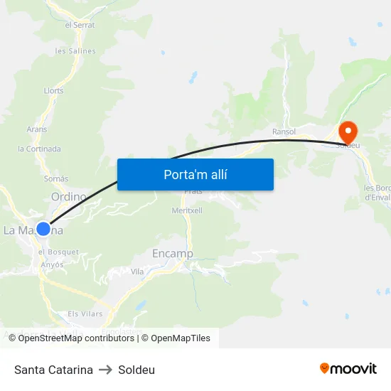 Santa Catarina to Soldeu map