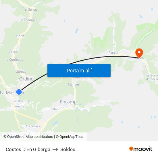 Costes D'En Giberga to Soldeu map