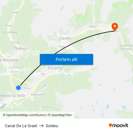 Canal De La Grael to Soldeu map