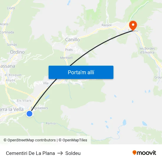 Cementiri De La Plana to Soldeu map