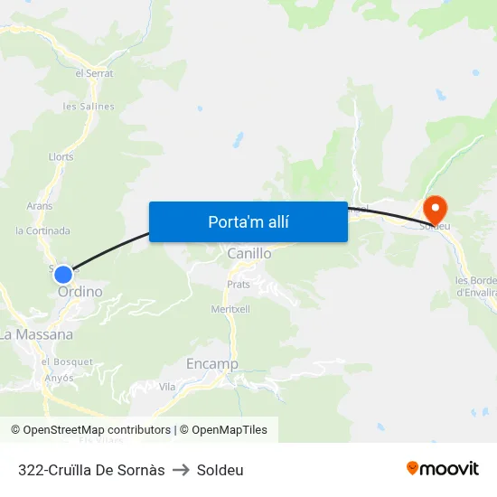 322-Cruïlla De Sornàs to Soldeu map