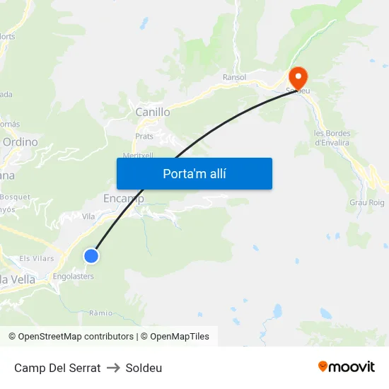 Camp Del Serrat to Soldeu map