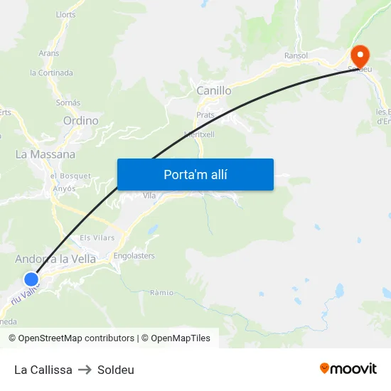 La Callissa to Soldeu map