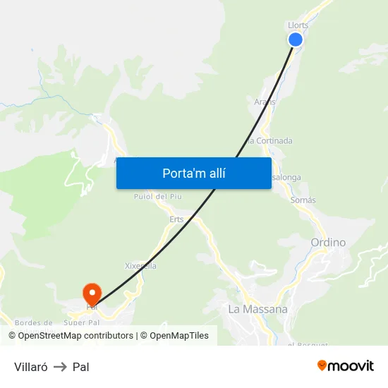 Villaró to Pal map