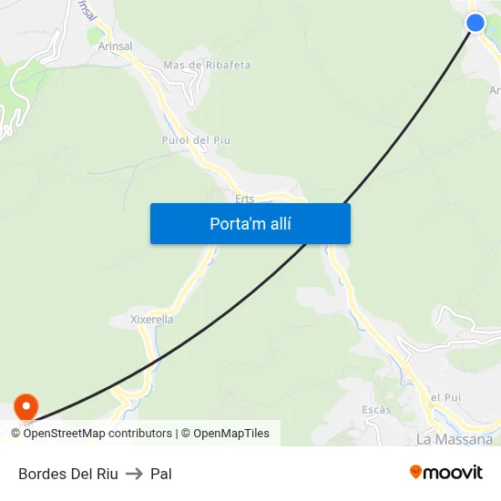 Bordes Del Riu to Pal map