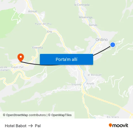 Hotel Babot to Pal map
