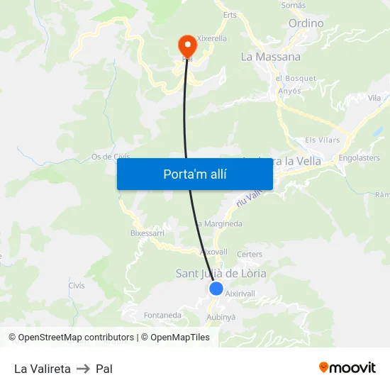 619-La Valireta to Pal map