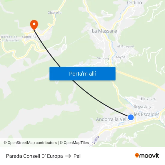 Parada Consell D’ Europa to Pal map
