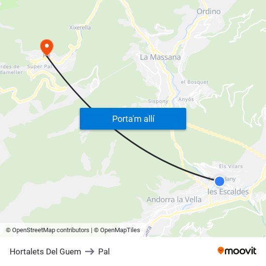 Hortalets Del Guem to Pal map
