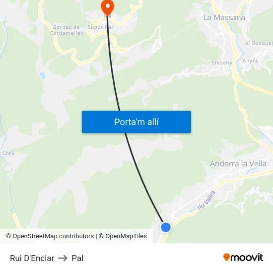 5126-Rui D'Enclar/Santa Coloma Pobles to Pal map