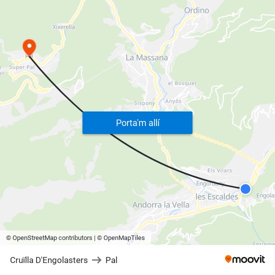 Cruïlla D'Engolasters to Pal map
