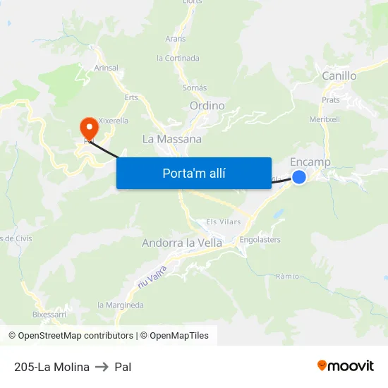 205-La Molina to Pal map
