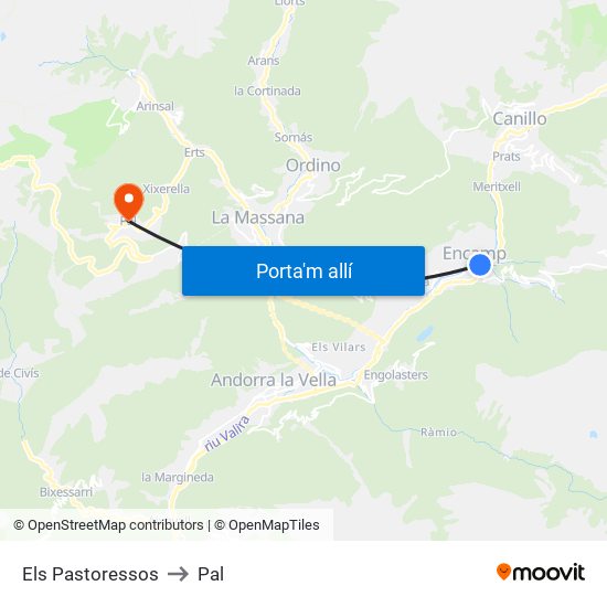 Els Pastoressos to Pal map