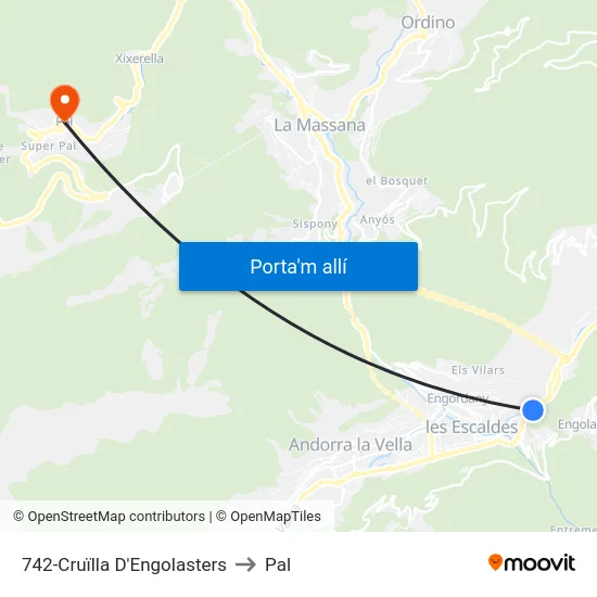 742-Cruïlla D'Engolasters to Pal map
