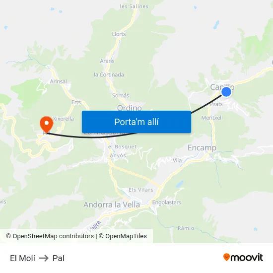 115-El Molí to Pal map