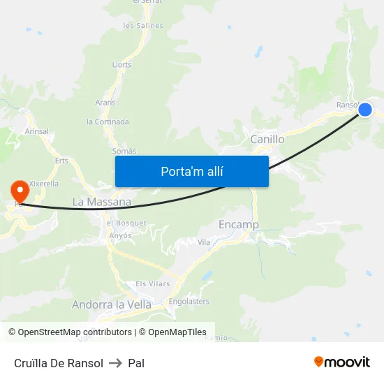 145-Cruïlla De Ransol to Pal map