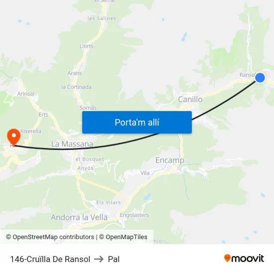 146-Cruïlla De Ransol to Pal map