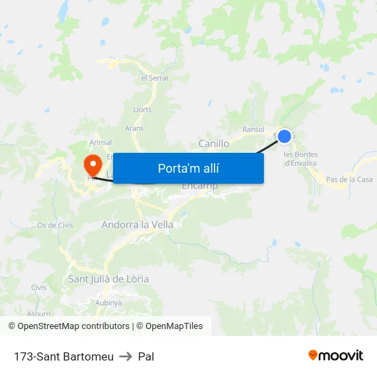 173-Sant Bartomeu to Pal map