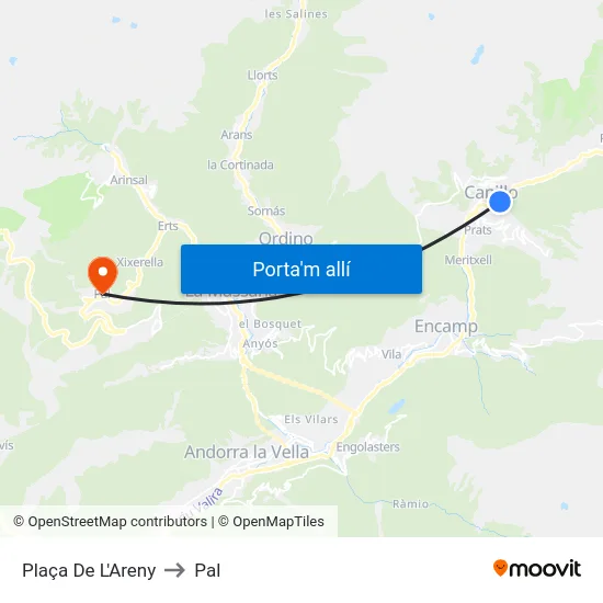 114-Plaça De L'Areny to Pal map