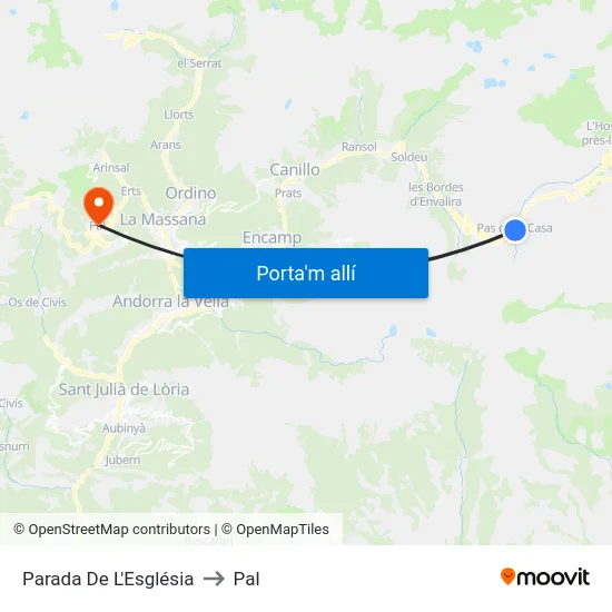 201-Parada De L'Església to Pal map