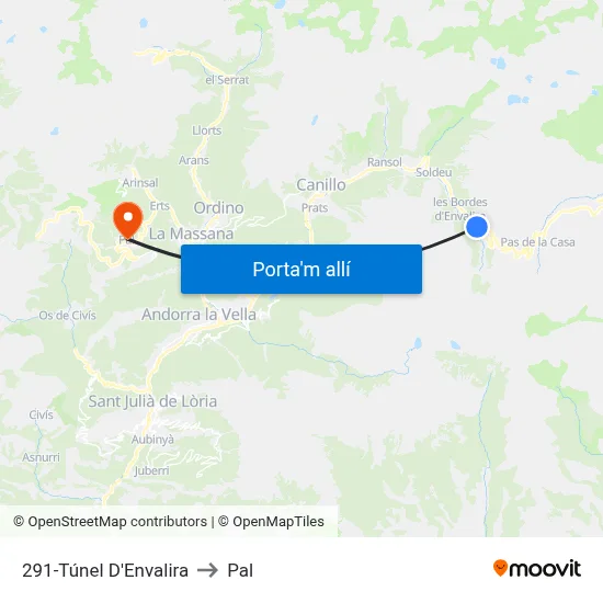 291-Túnel D'Envalira to Pal map