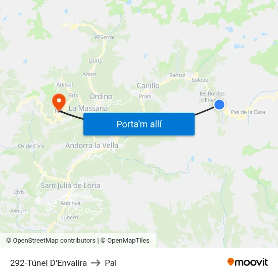 292-Túnel D'Envalira to Pal map