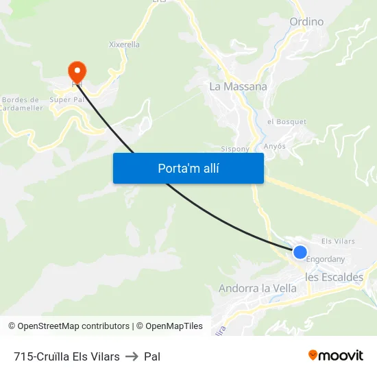 715-Cruïlla Els Vilars to Pal map