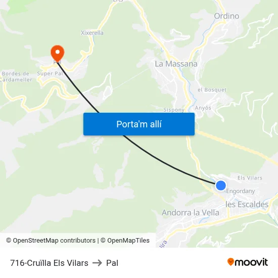 716-Cruïlla Els Vilars to Pal map