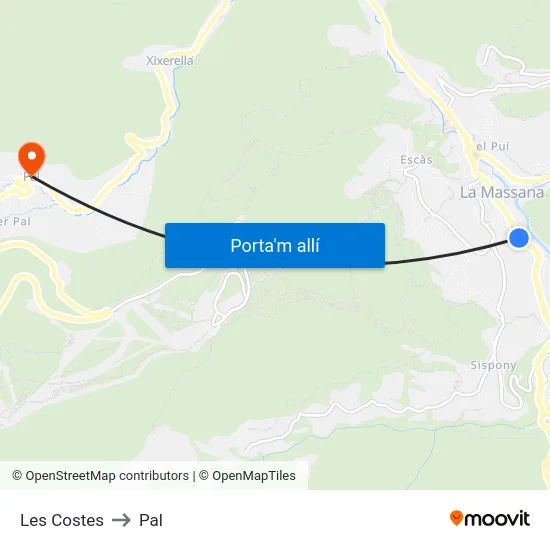 409-Les Costes to Pal map
