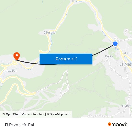 El Ravell to Pal map