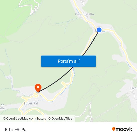 Erts to Pal map
