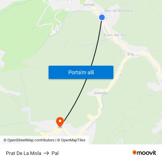 Prat De La Mola to Pal map