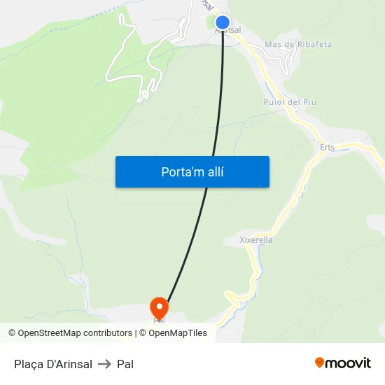 Plaça D'Arinsal to Pal map
