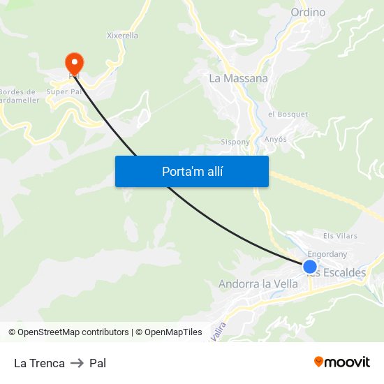 La Trenca to Pal map