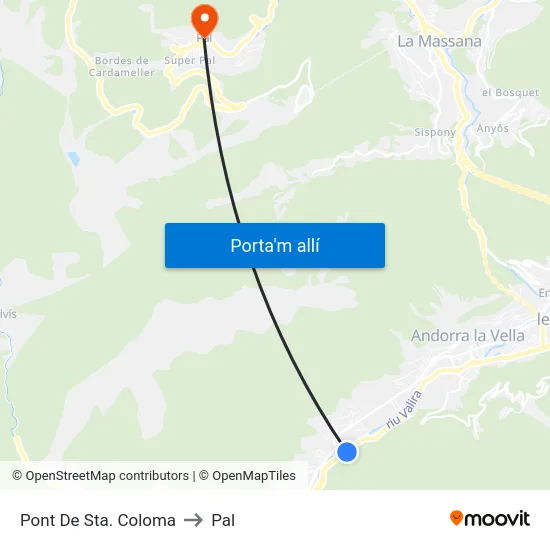 Pont De Sta. Coloma to Pal map