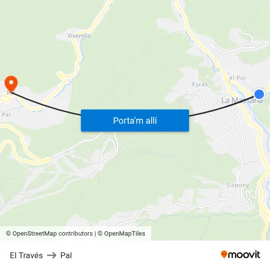 El Través to Pal map