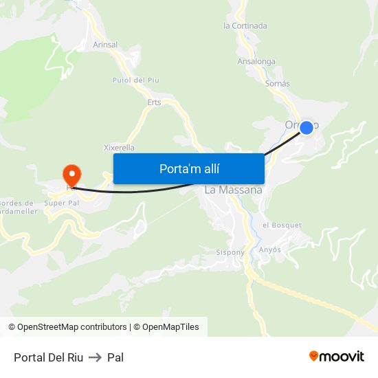 Portal Del Riu to Pal map
