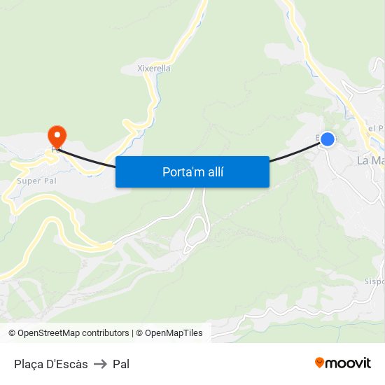 Plaça D'Escàs to Pal map