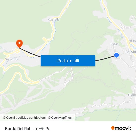 Borda Del Rutllan to Pal map