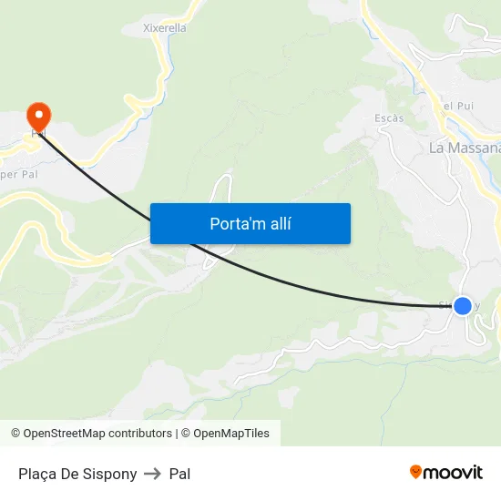 Plaça De Sispony to Pal map