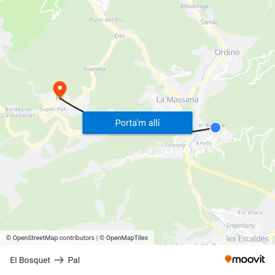 El Bosquet to Pal map