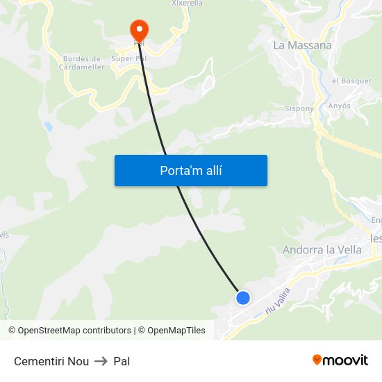 Cementiri Nou to Pal map